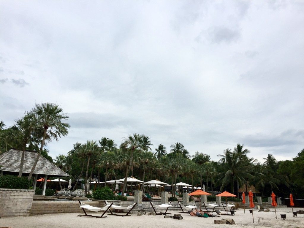 Beach loungers at the Anantara